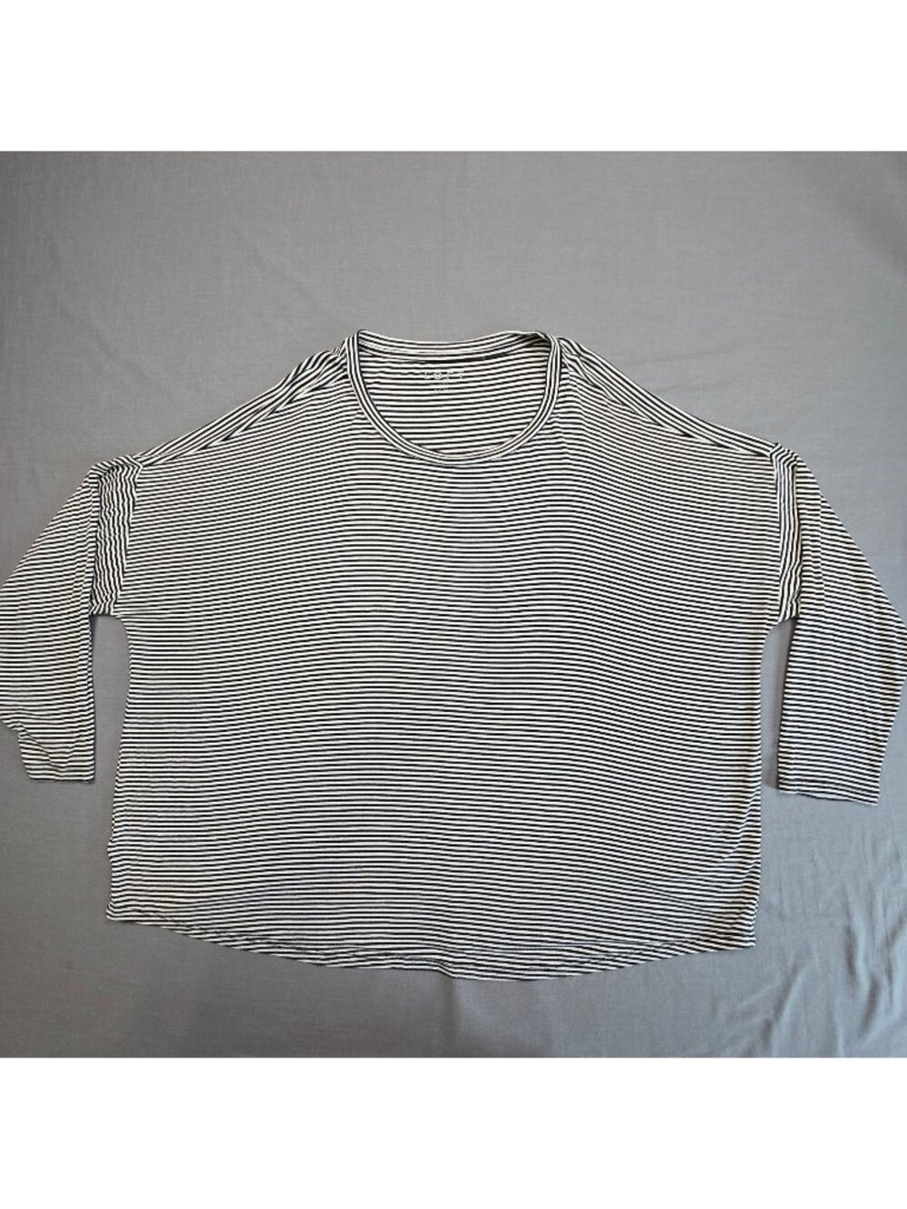 Loft Plus 20/22 Long Sleeve Striped Top Black/White Stretch Soft